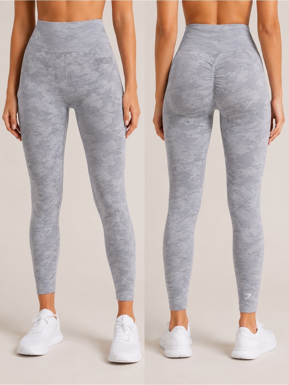 Gymshark Camo High Rise Seamless Booty Lift Leggings Gray XXS